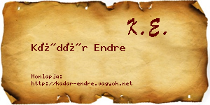 Kádár Endre névjegykártya